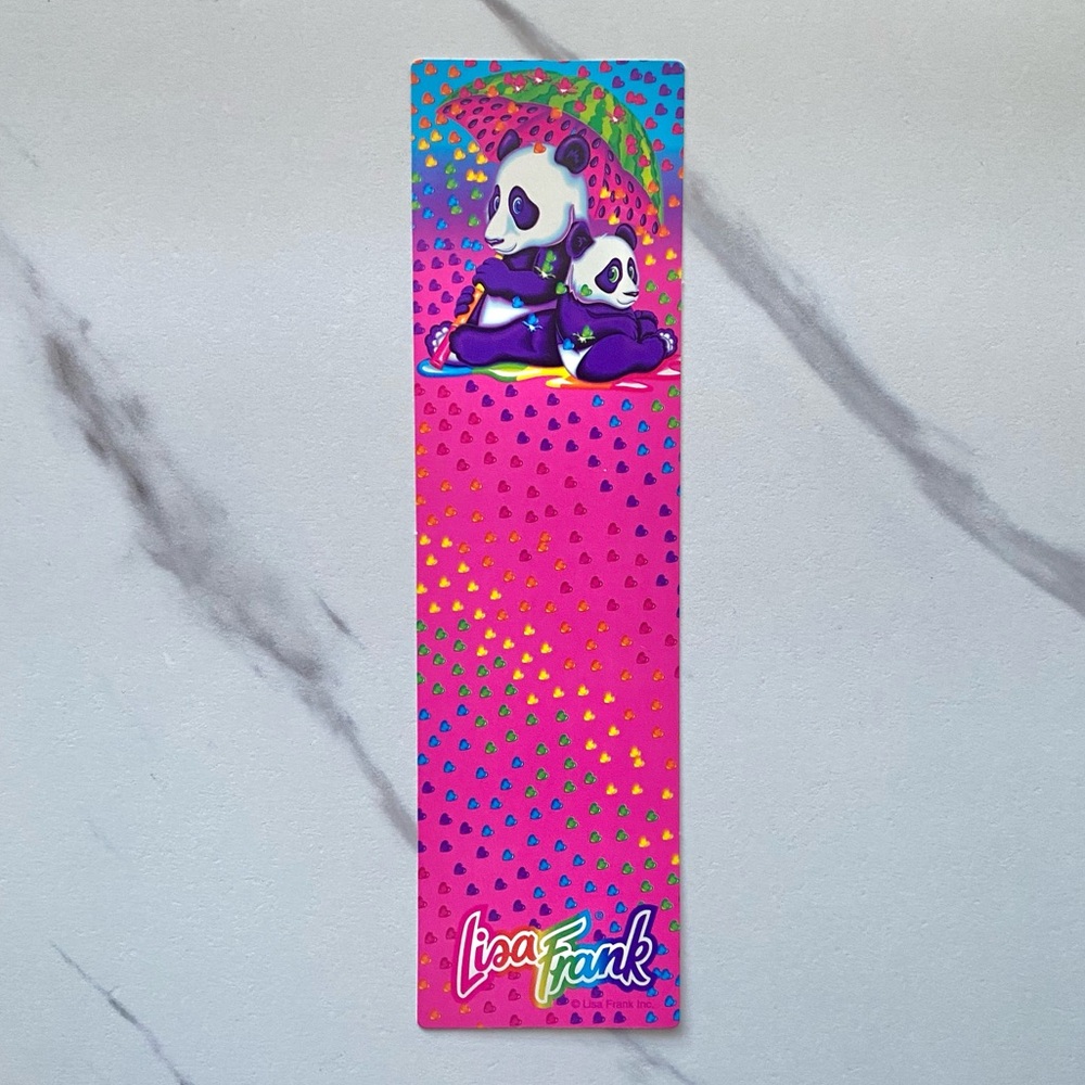 VTG Lisa Frank pandas under umbrella bookmark